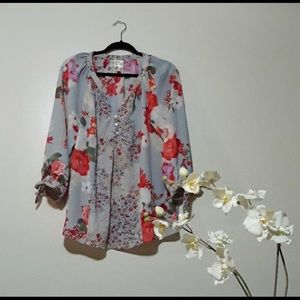 Fig and Flower Anthro Eve 1940 Boho Flower Blouse